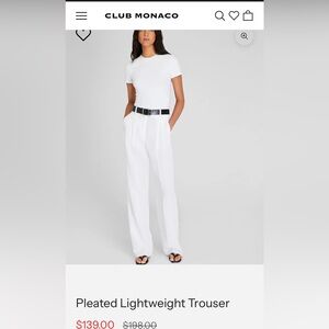 Club Monaco Pants Women's Sz 2 High Rise Wide Leg Pleated Trousers NWOT